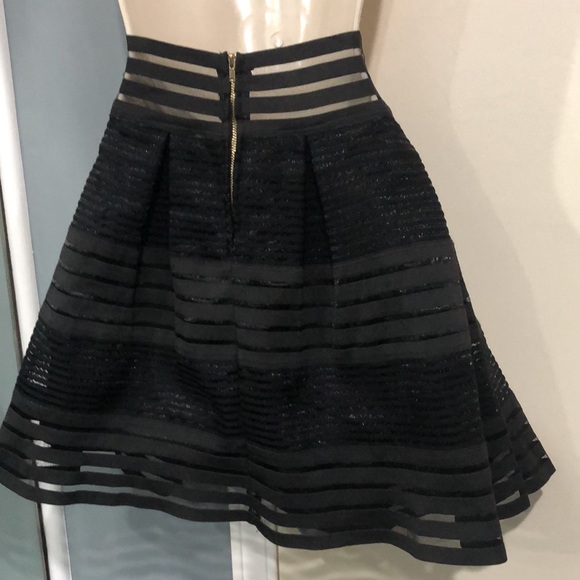 ANGL Black Pleated Mini Skirt Stripes All Around - Picture 11 of 12